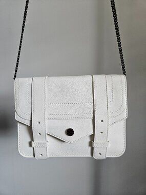 Proenza Schouler PS1 Leather Wallet on Chain - White